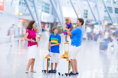 Family at the airport clipart