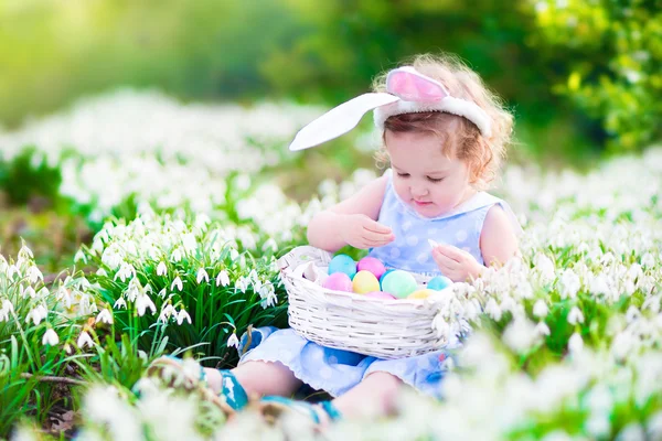 Paskalya yumurtası avına küçük kız — Stok fotoğraf
