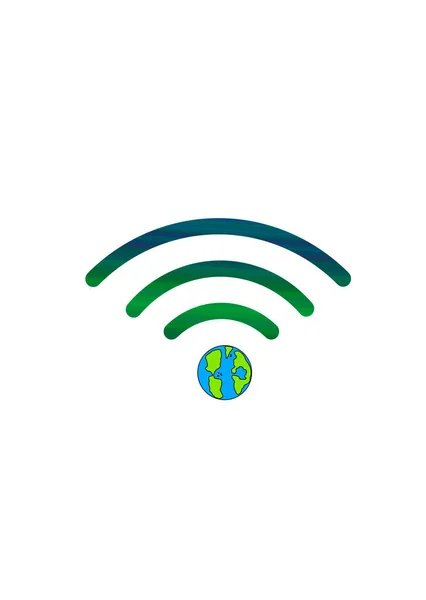 Vektor Wifi Symbol Mit Einem Planeten — Stockvektor