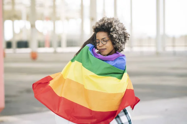 Flickvänner Kramas Gay Stolthet Flagga — Stockfoto