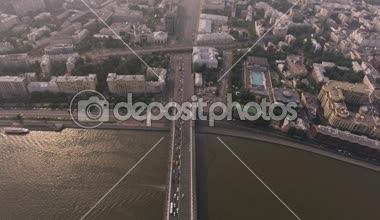 Krymsky Köprüsü Hava Görüntülü Araba Trafiği