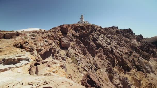 Fyren ön Santorini, Grekland, Caldera — Stockvideo