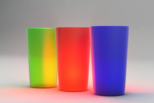 Χρωματιστά πλαστικά ποτήρια — Φωτογραφία Αρχείου