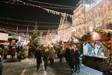 Rusya, Moskova - 15 Ocak 2016: Kırmızı kare Rusya Noel Kutlamaları