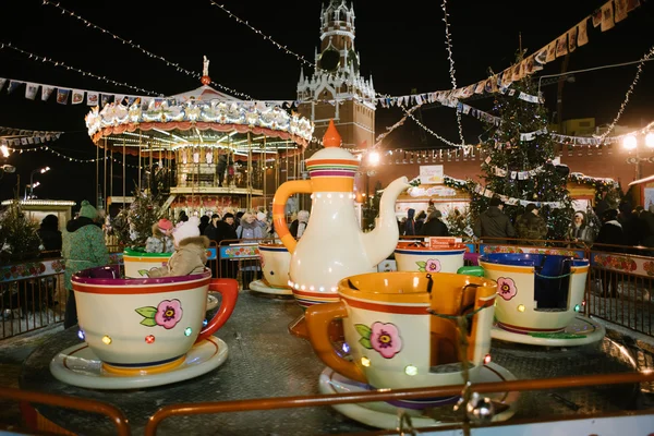 Rusya, Moskova - 15 Ocak 2016: Kırmızı kare Rusya Noel Kutlamaları