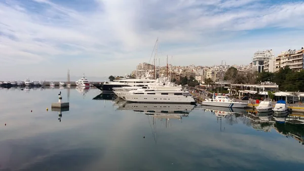 Panoramiczny Widok Pasalimani Marinę Zeas Porcie Piraerus Grecji — Zdjęcie stockowe