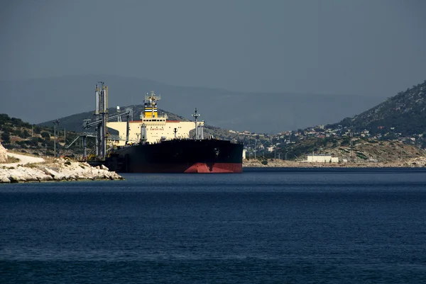 Large greek gas tanker at dock — Stock Photo, Image
