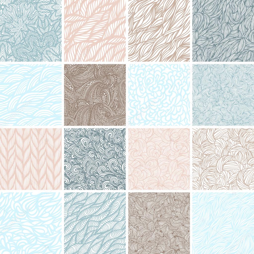 Set of sixteen seamless patterns