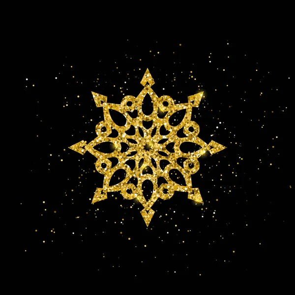 Christmas greeting card with gold snowflake. Vector. — Stock Vector