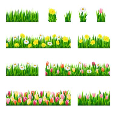 Çimen ve çiçeklerle çevrili sınırlar.