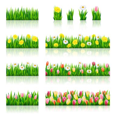 Çimen ve çiçeklerle çevrili sınırlar.