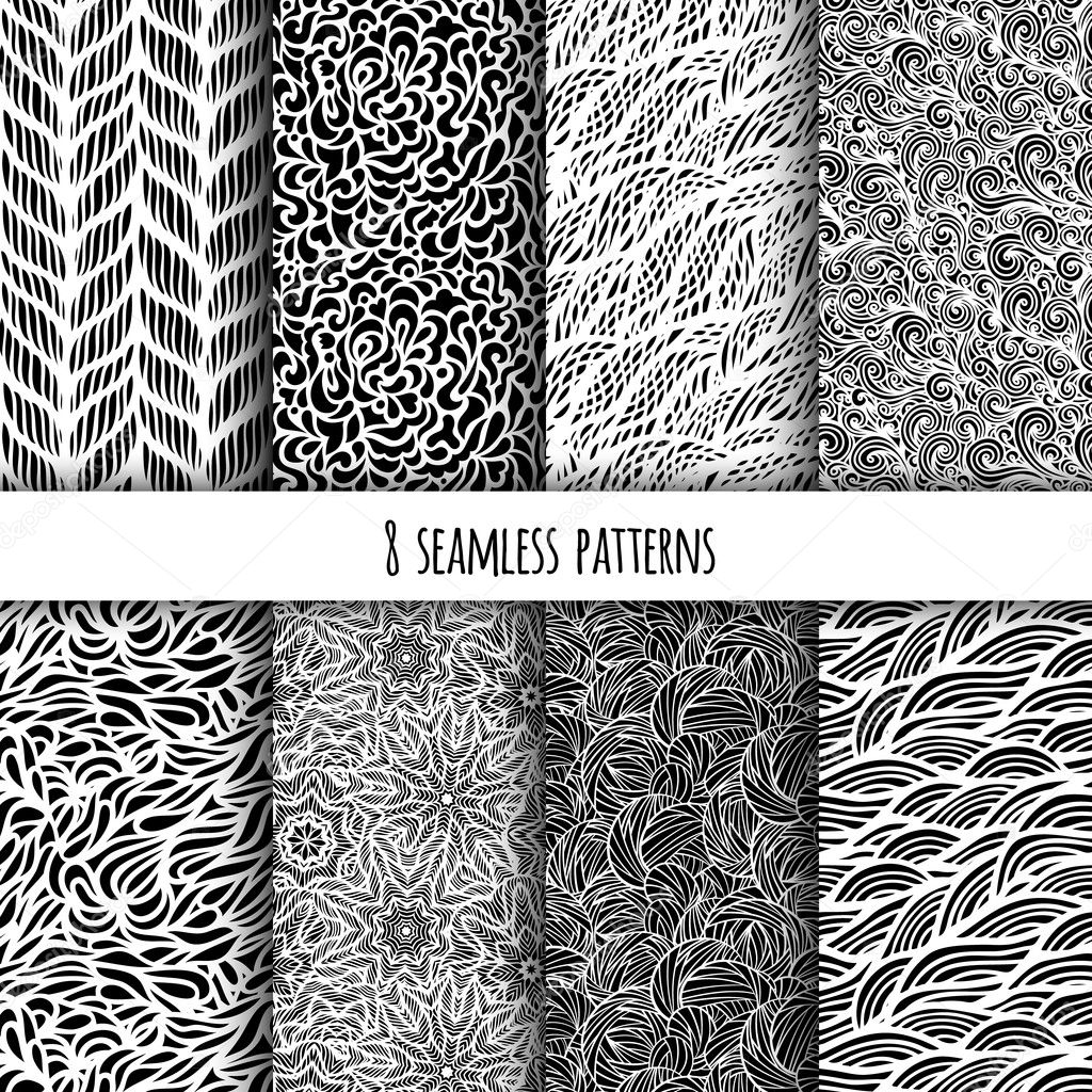 Set of eight seamless patterns