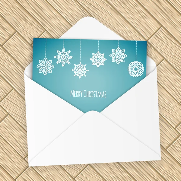 Carta de Feliz Navidad con copos de nieve — Vector de stock