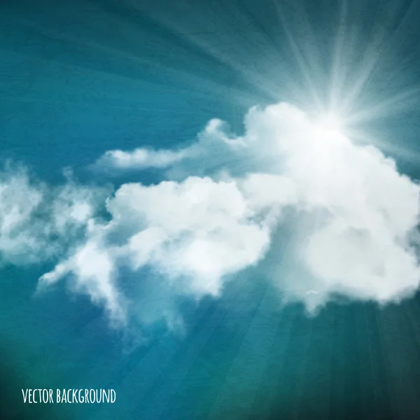 Vector background, sun over clouds