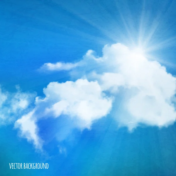 Vector background, sun over clouds — Stock Vector