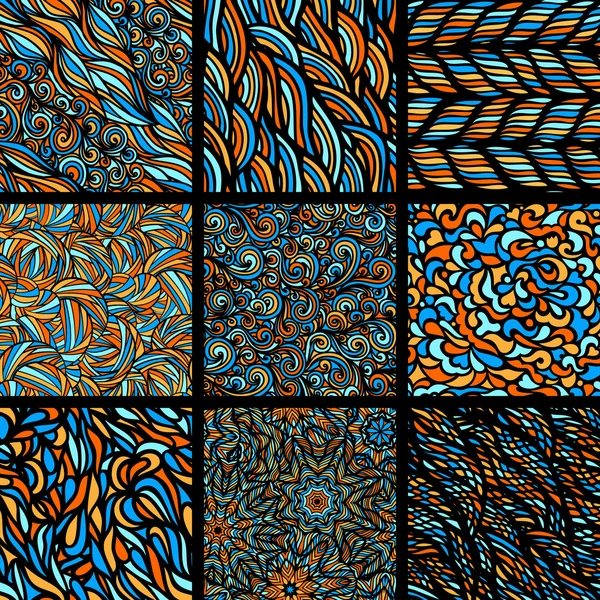 Set of nine seamless patterns — Stock Vector