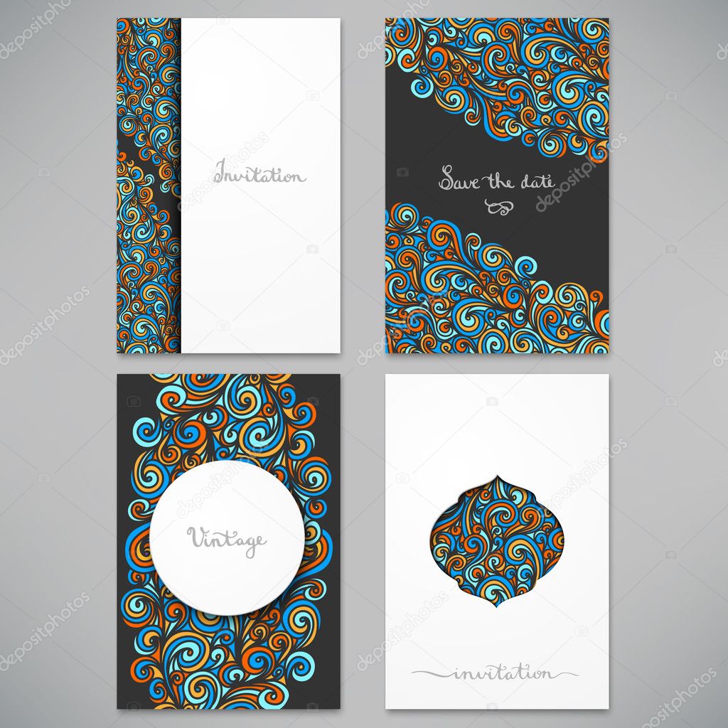 Set of beautiful card for invitation or announcement