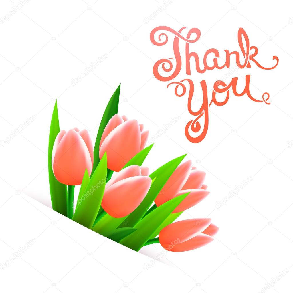 Thank you with tulip flowers