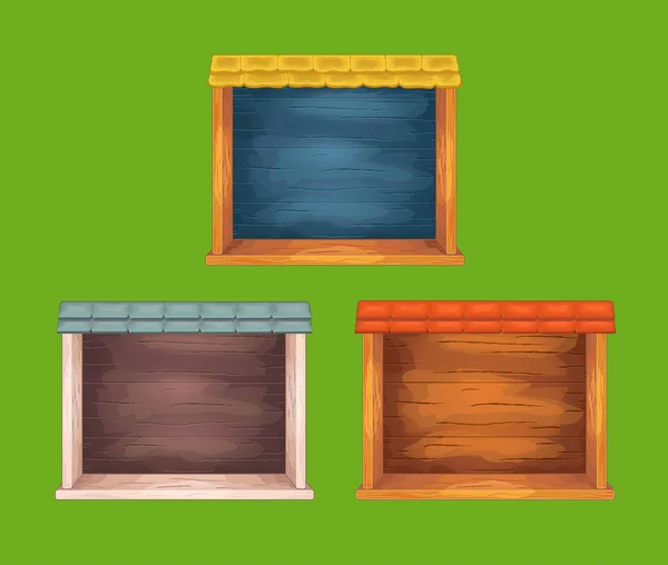 Juego de ventanas de estante de madera — Vector de stock