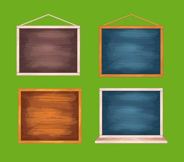 Escritorios de madera para interfaz de juego — Vector de stock