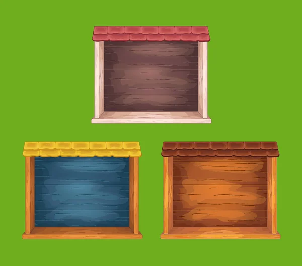 Spel houten plank windows set — Stockvector