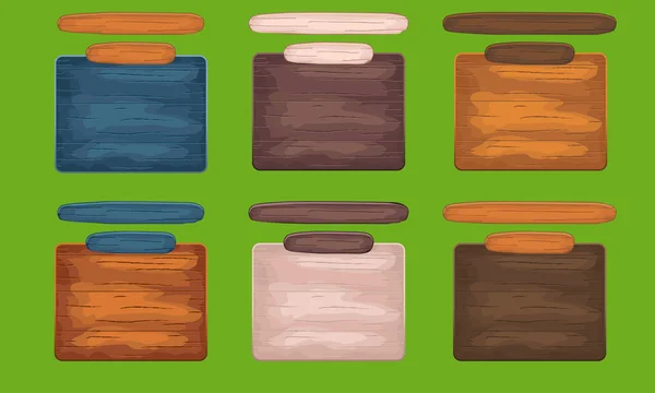 Ventana de madera para interfaz de juego con cabecera — Vector de stock