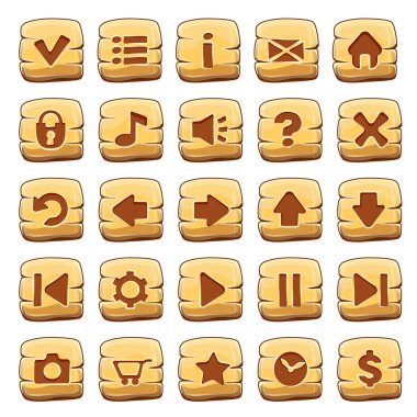 Altın kare düğme, vektör oyun simgeler kümesi