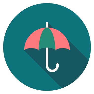 Gölge ile yuvarlak seyahat düz renk şemsiye simgesi