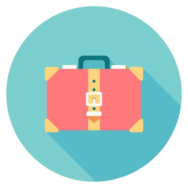 Gölge ile yuvarlak seyahat düz renk bavul simgesi