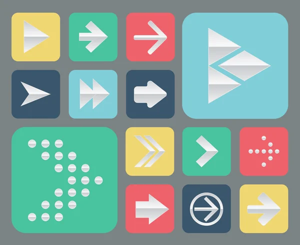 パパー矢印アイコン、フラットな Ui デザイン傾向のセット — ストックベクタ