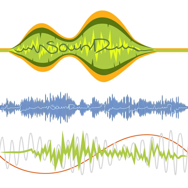 Набор изолированных векторных звуковых волн — стоковый вектор