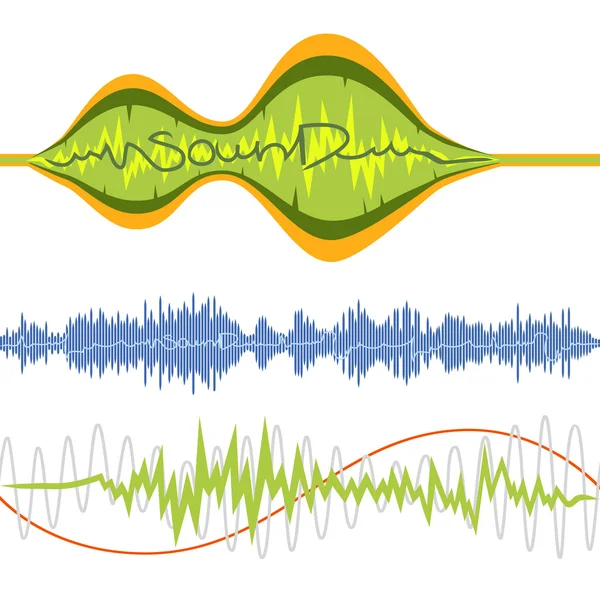 Set of isolated vector music volume waves — Stock Vector