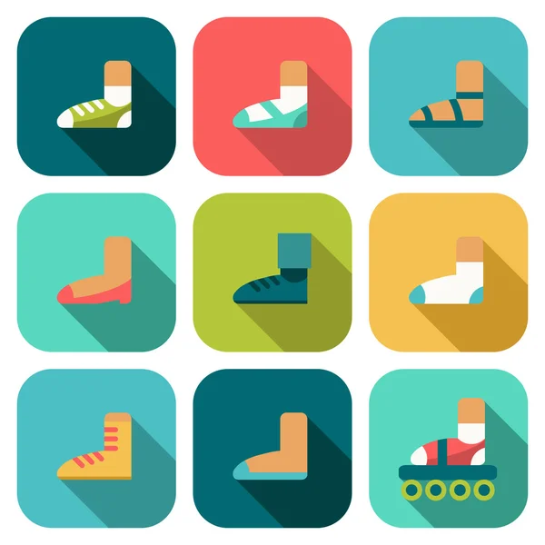 Set of flat shoes icons with shadow — Stock Vector
