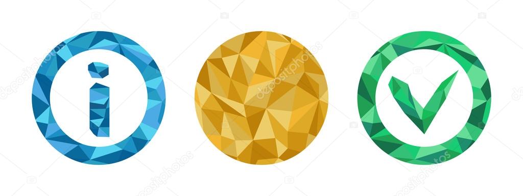 Polygonal Information Icons set with geometrical figures