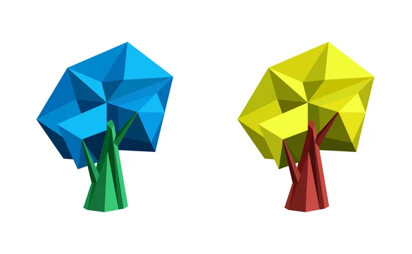 Polygonaler Baum mit niedrigem Poly-Wert. abstrakte Vektorillustration. Logo-Design. — Stockvektor