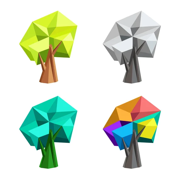 Polygonaler Baum mit niedrigem Poly-Wert. abstrakte Vektorillustration. Logo-Design. — Stockvektor