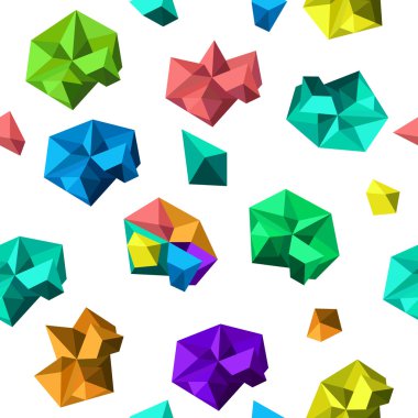 Çizgi film seamless modeli, çokgen şekilleri ile vektör sonsuz arka plan