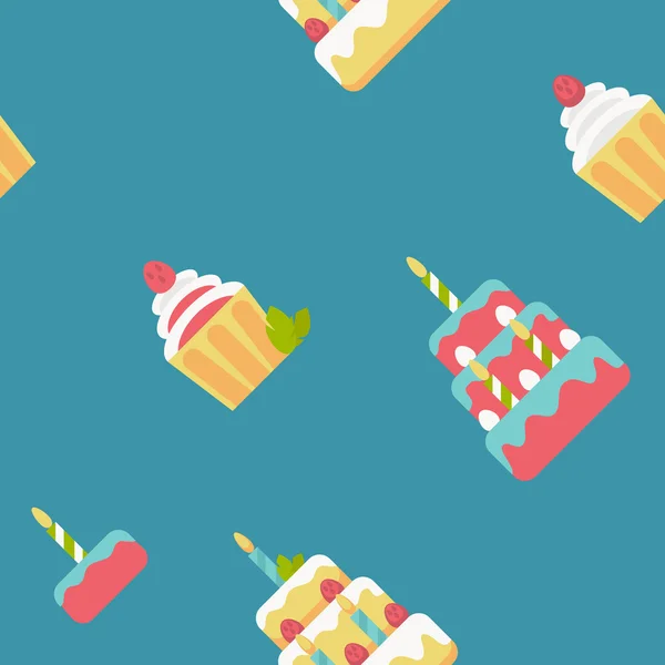 Birthday cake flat pattern — Stock Vector