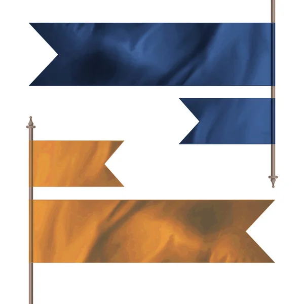Banderas de seda azul y naranja — Vector de stock