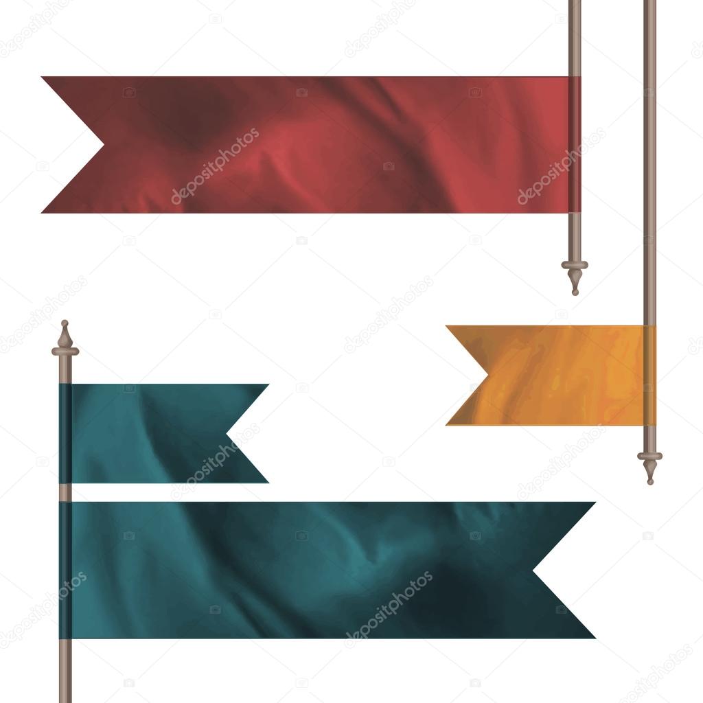 Blue, yellow and red flags