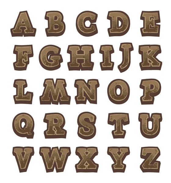 Alphabet de jeu en pierre pour interfaces utilisateur — Image vectorielle