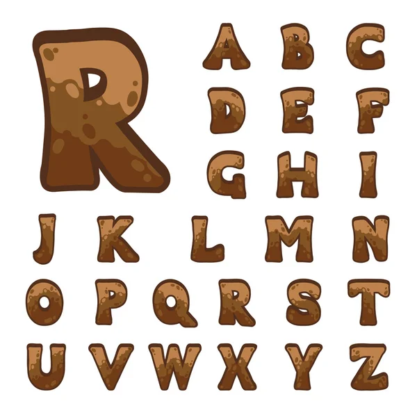 Alphabet de jeu en pierre pour interfaces utilisateur — Image vectorielle