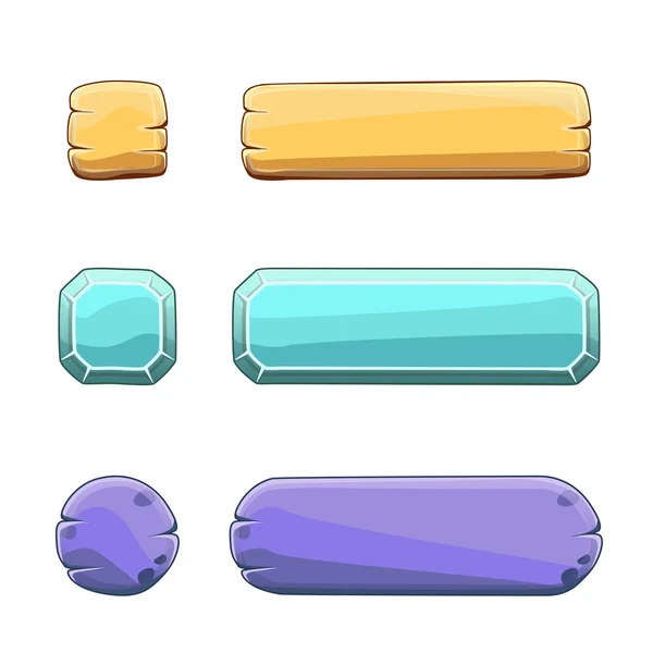 Set of stone game round and long buttons Royalty Free Stock Illustrations