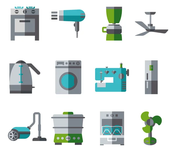 Domestic Equipment colored icons with half shadow — Stock Vector