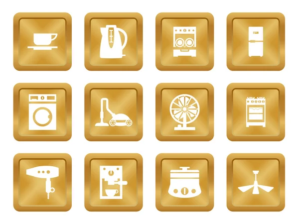 Przyciski z ikonami domowe sprzęt sylwetka — Wektor stockowy
