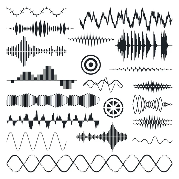 Vector Sound Waves Set. Audio Equalizer Technology, Pulse Musical. Vector Illustration — Stock Vector