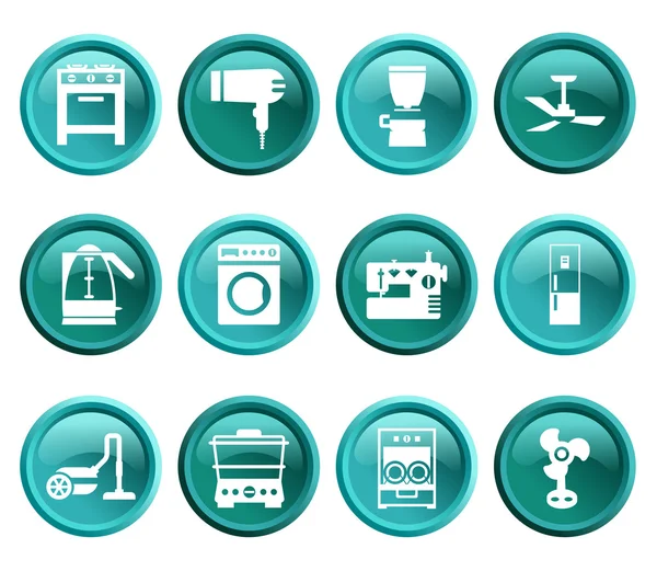 Buttons with silhouette domestic equipment icons Vector Graphics