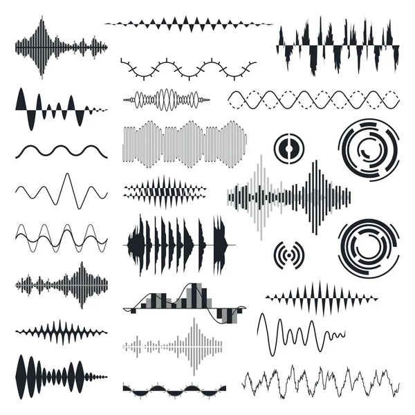 Vector Sound Waves Set. Audio Equalizer Technology, Pulse Musical. Vector Illustration Royalty Free Stock Vectors