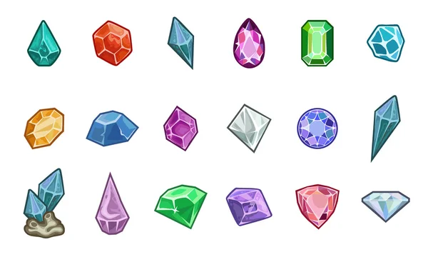 Cartoon vector gems and diamonds — Stock Vector