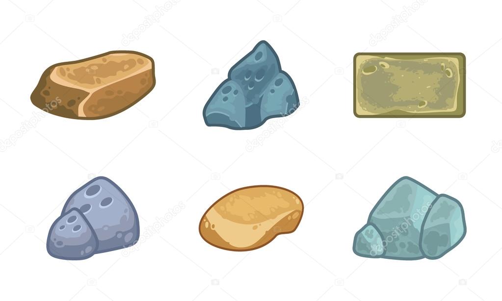 Cartoon stones and minerals set